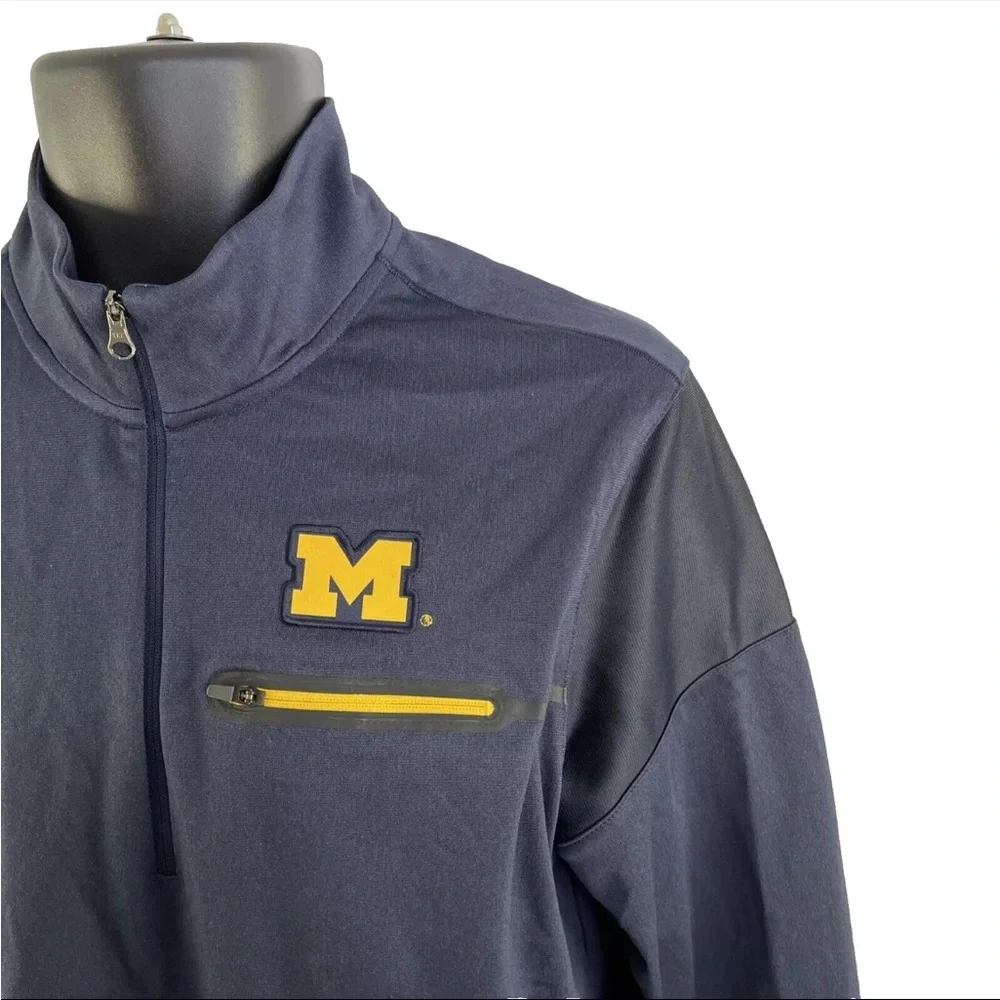 Mens Nike Air Jordan 1/4 Zip Pullover Shirt Michigan Wolverines Sz S Blue Yellow